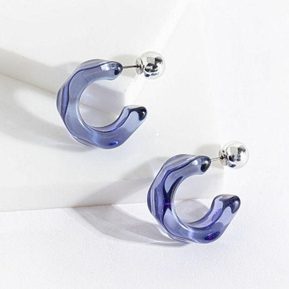 NWT Resin Jelly Style Hoop Earrings - Picture 1 of 1